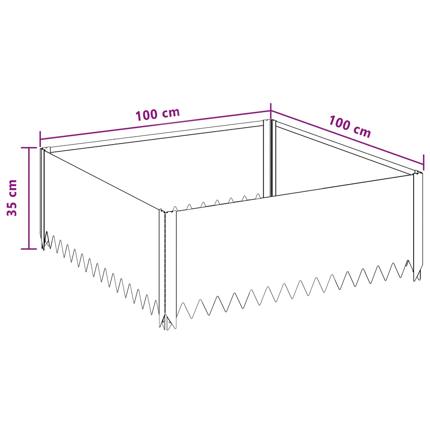 Gazonrand 100 x 100 x 35 cm Staal Zilverkleurig