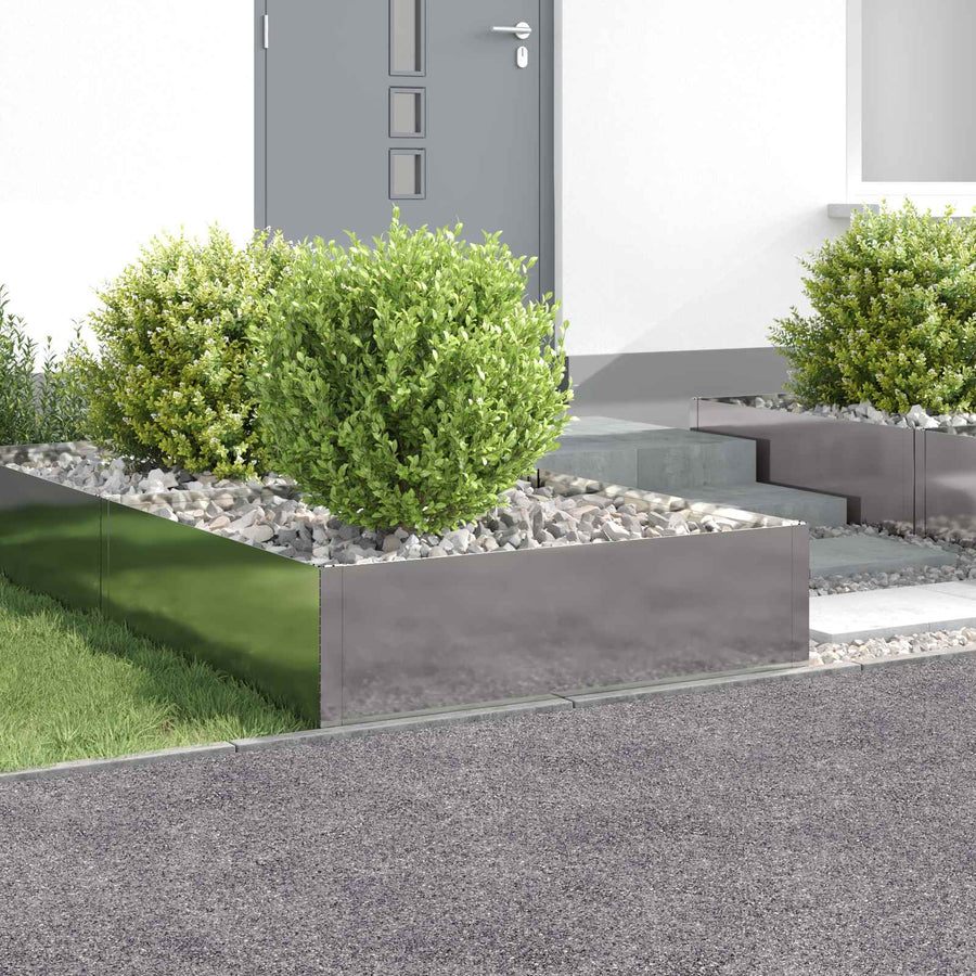 Gazonrand 4 pcs 100 x 100 x 35 cm Staal Zilverkleurig