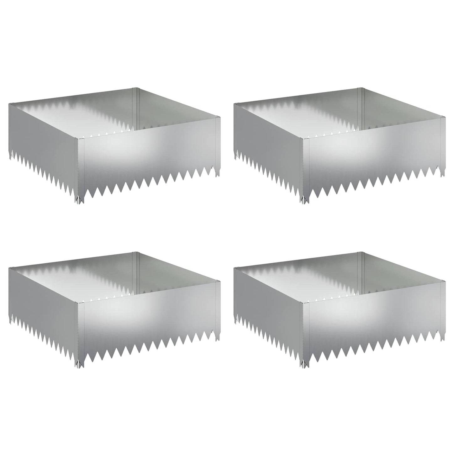 Gazonrand 4 pcs 100 x 100 x 35 cm Staal Zilverkleurig