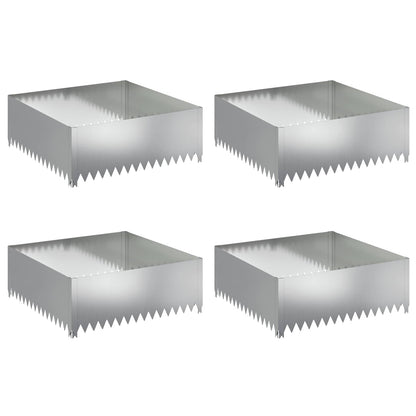 Gazonrand 4 pcs 100 x 100 x 35 cm Staal Zilverkleurig