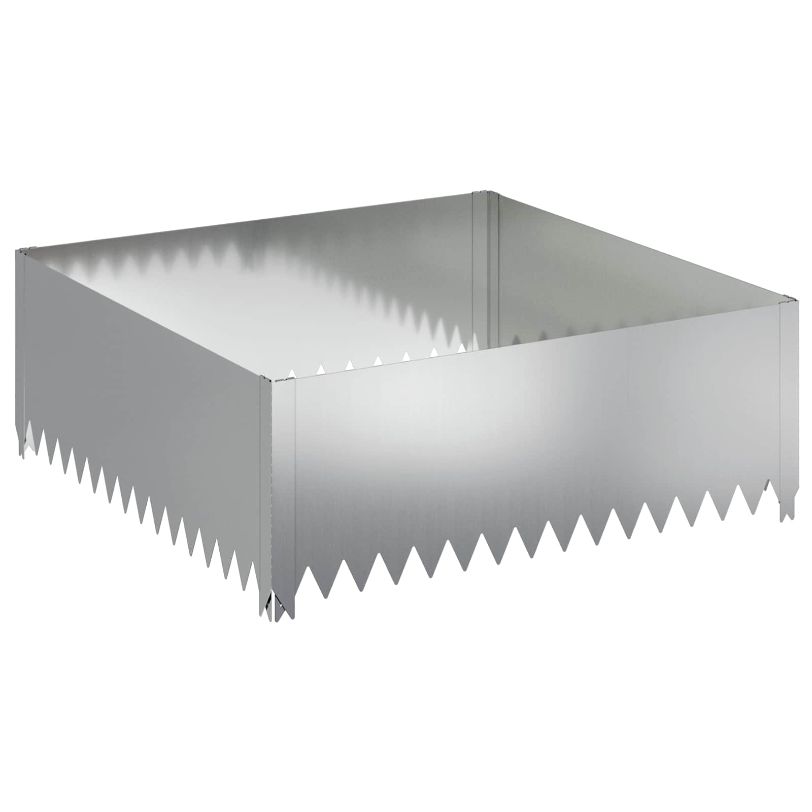 Gazonrand 4 pcs 100 x 100 x 35 cm Staal Zilverkleurig