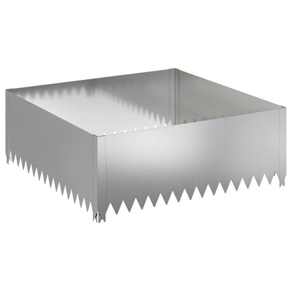 Gazonrand 4 pcs 100 x 100 x 35 cm Staal Zilverkleurig