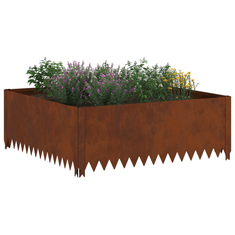 Gazonrand 100 x 100 x 35 cm Staal Roestig