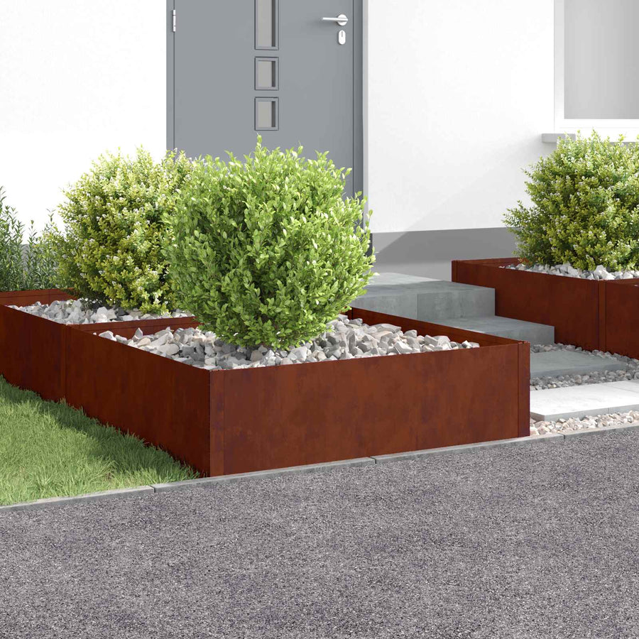 Gazonrand 4 pcs 100 x 100 x 35 cm Staal Roestig