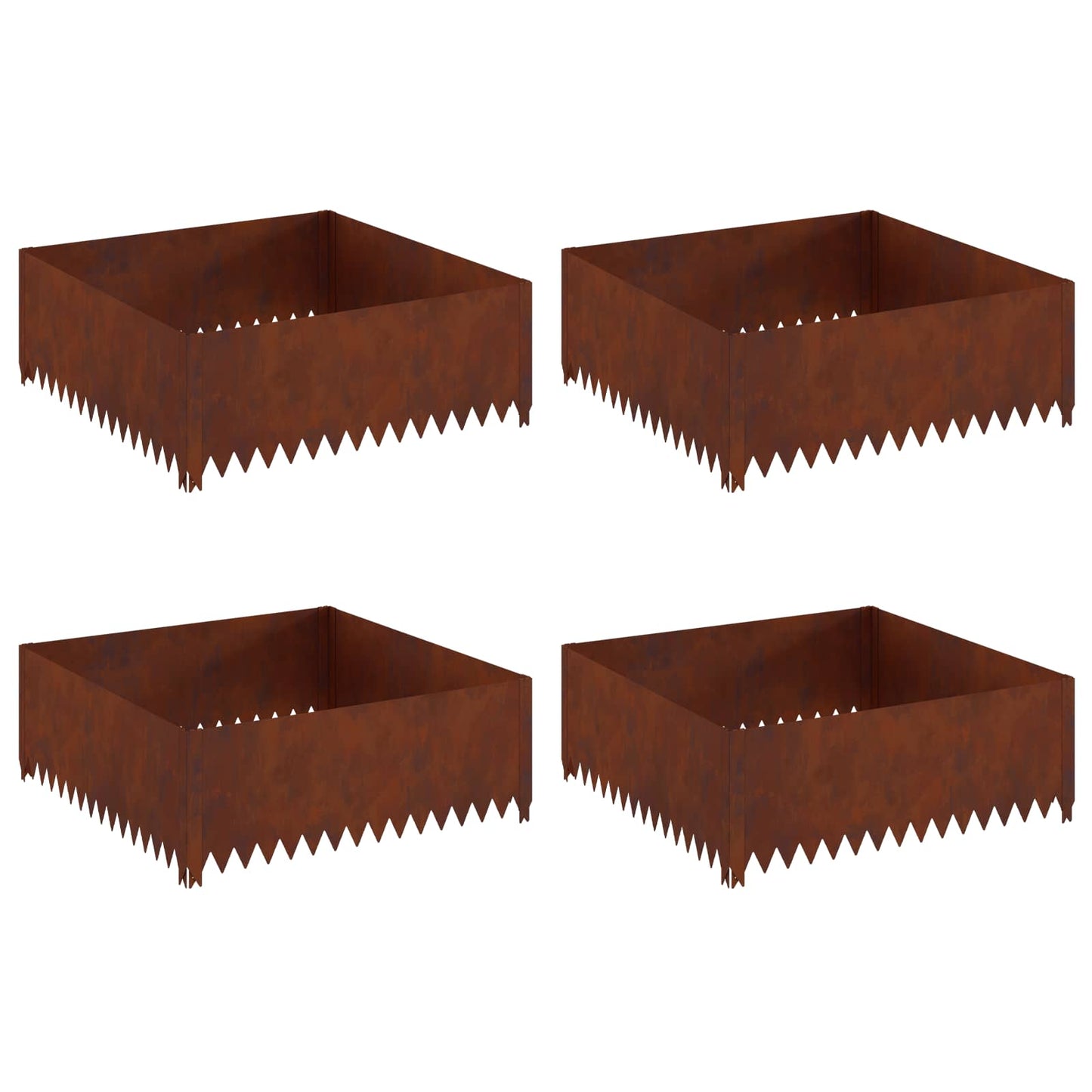 Gazonrand 4 pcs 100 x 100 x 35 cm Staal Roestig