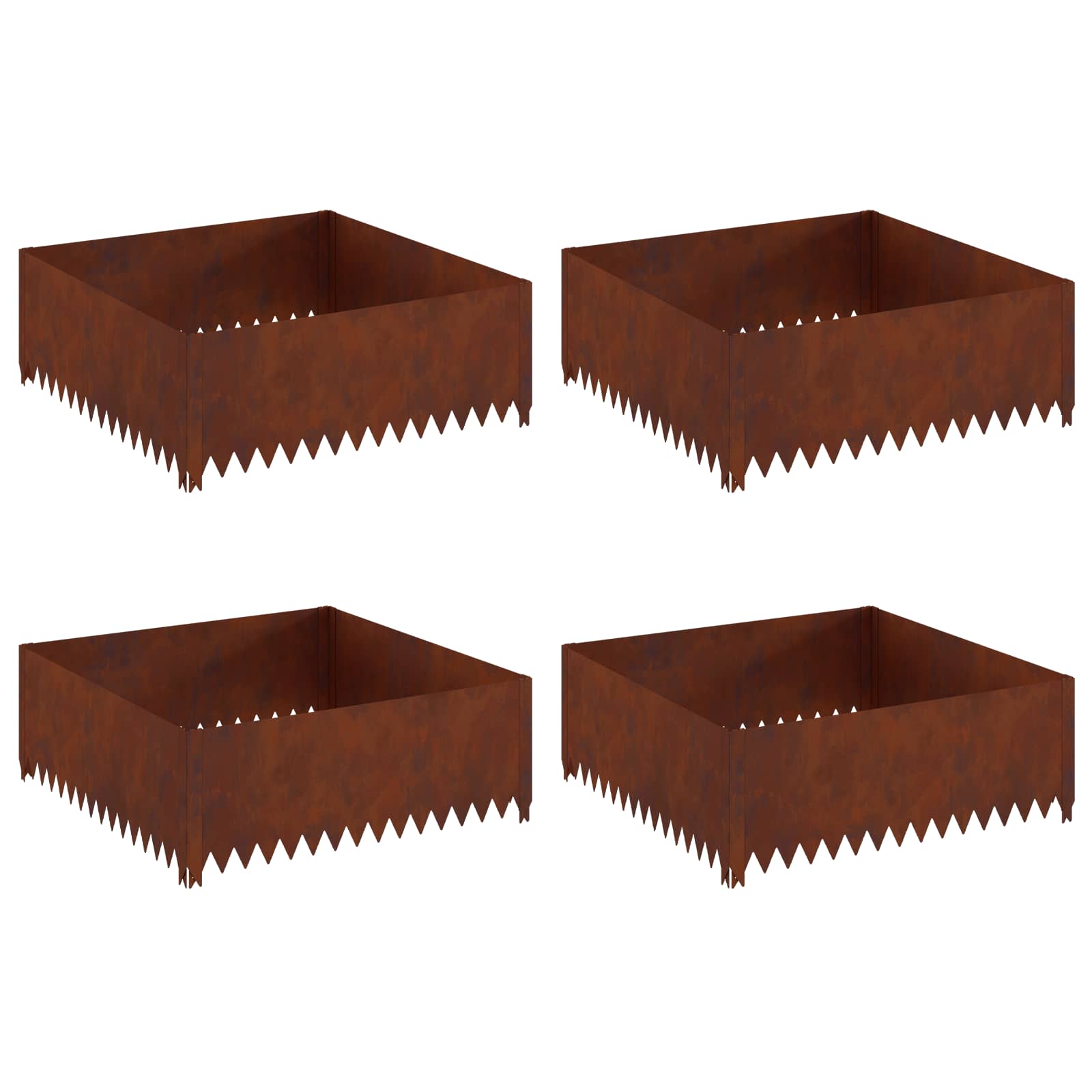 Gazonrand 4 pcs 100 x 100 x 35 cm Staal Roestig