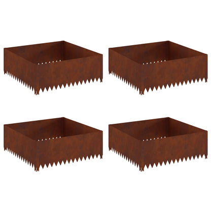 Gazonrand 4 pcs 100 x 100 x 35 cm Staal Roestig