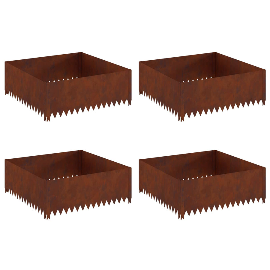 Gazonrand 4 pcs 100 x 100 x 35 cm Staal Roestig