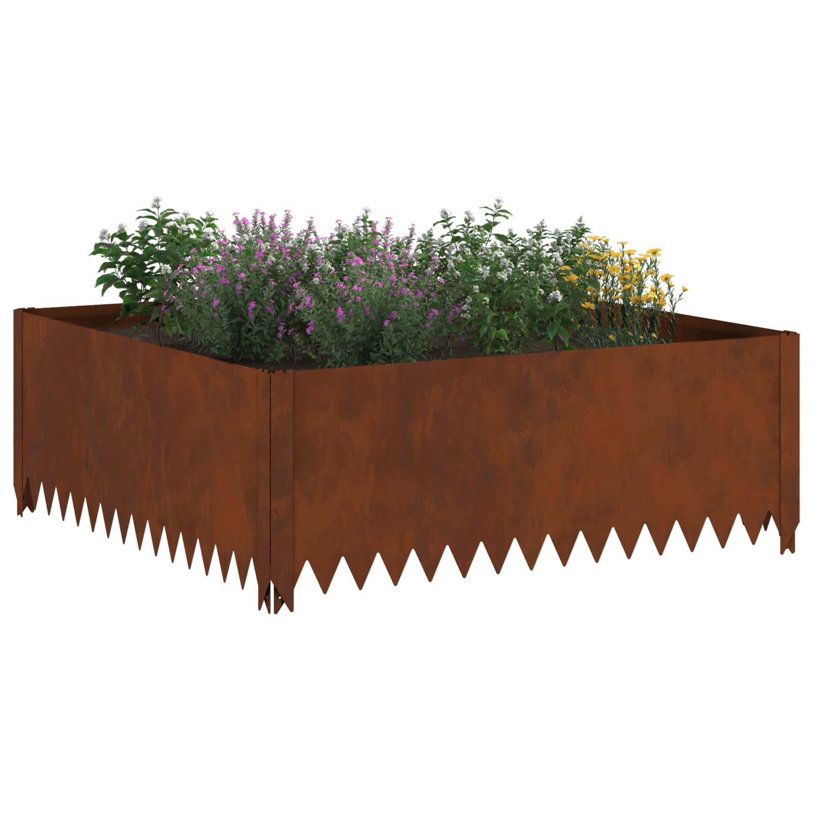 Gazonrand 4 pcs 100 x 100 x 35 cm Staal Roestig