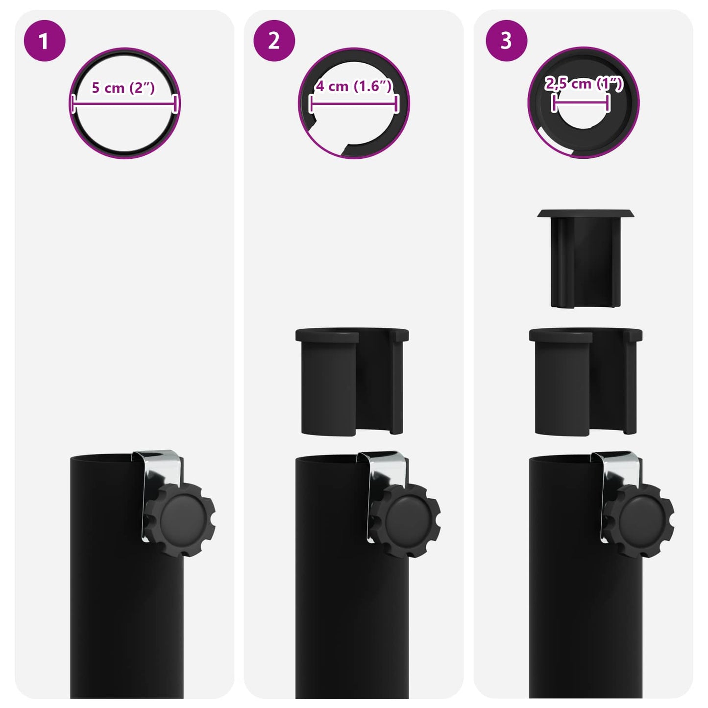 Parasolvoet voor 25–50 mm paal Zwart Gepoedercoat staal