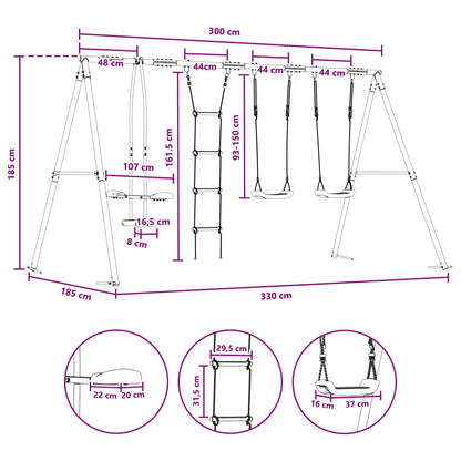 Buiten Schommelset Meerkleurig 330 x 185 x 185 cm Staal en PE