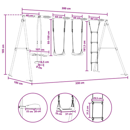 Buiten Schommelset Meerkleurig 330 x 185 x 185 cm Staal en PE