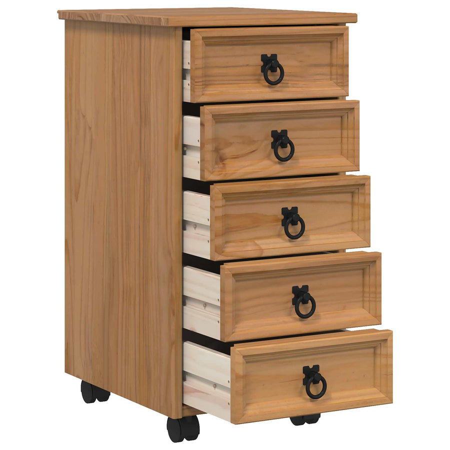 Rolkast met lades CORONA Massief grenenhout en engineered wood