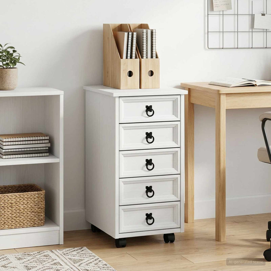 Rolkast met lades CORONA Massief grenenhout en engineered wood