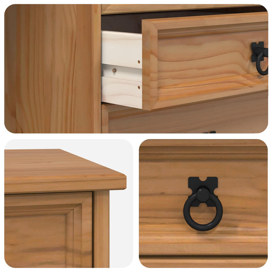 Rolkast met lades CORONA Massief grenenhout en engineered wood