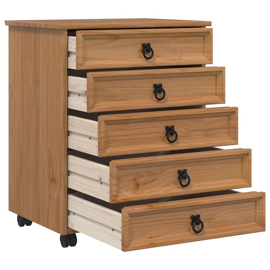 Rolkast met lades CORONA Massief grenenhout en engineered wood