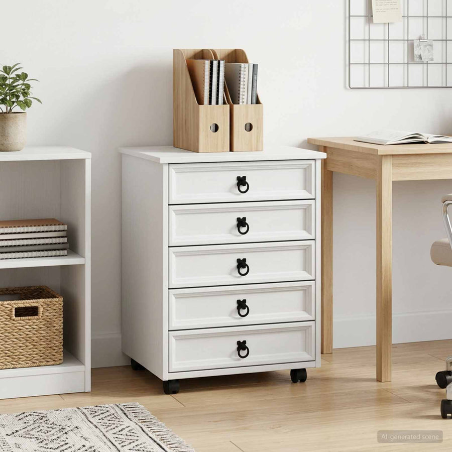 Rolkast met lades CORONA Massief grenenhout en engineered wood