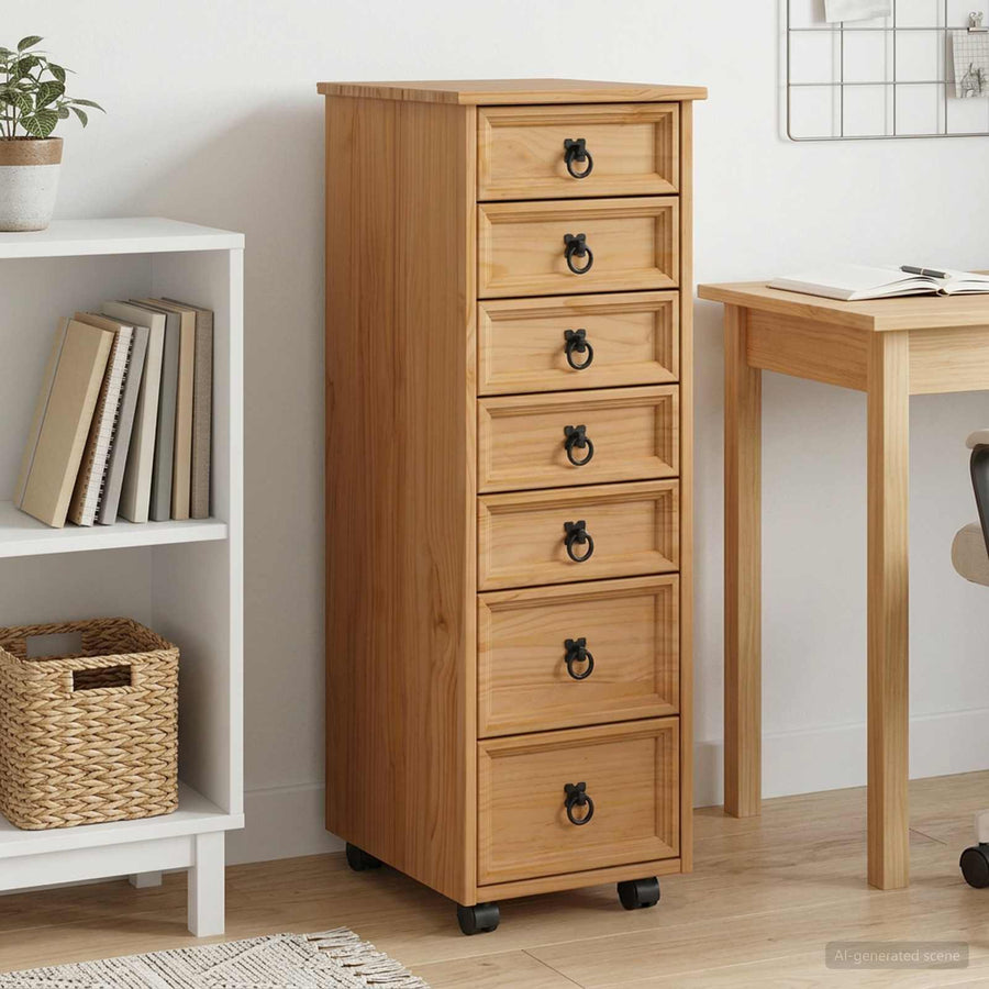 Rolkast met lades CORONA Massief grenenhout en engineered wood
