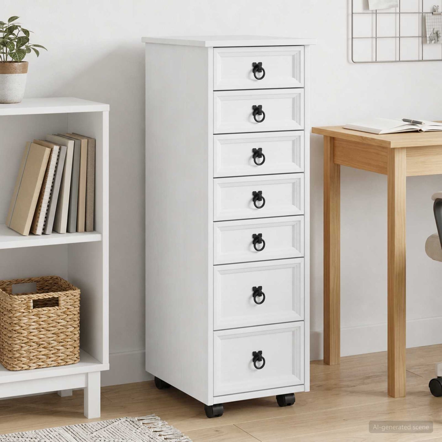 Rolkast met lades CORONA Massief grenenhout en engineered wood