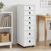 Rolkast met lades 34x39x100 cm grenenhout wit