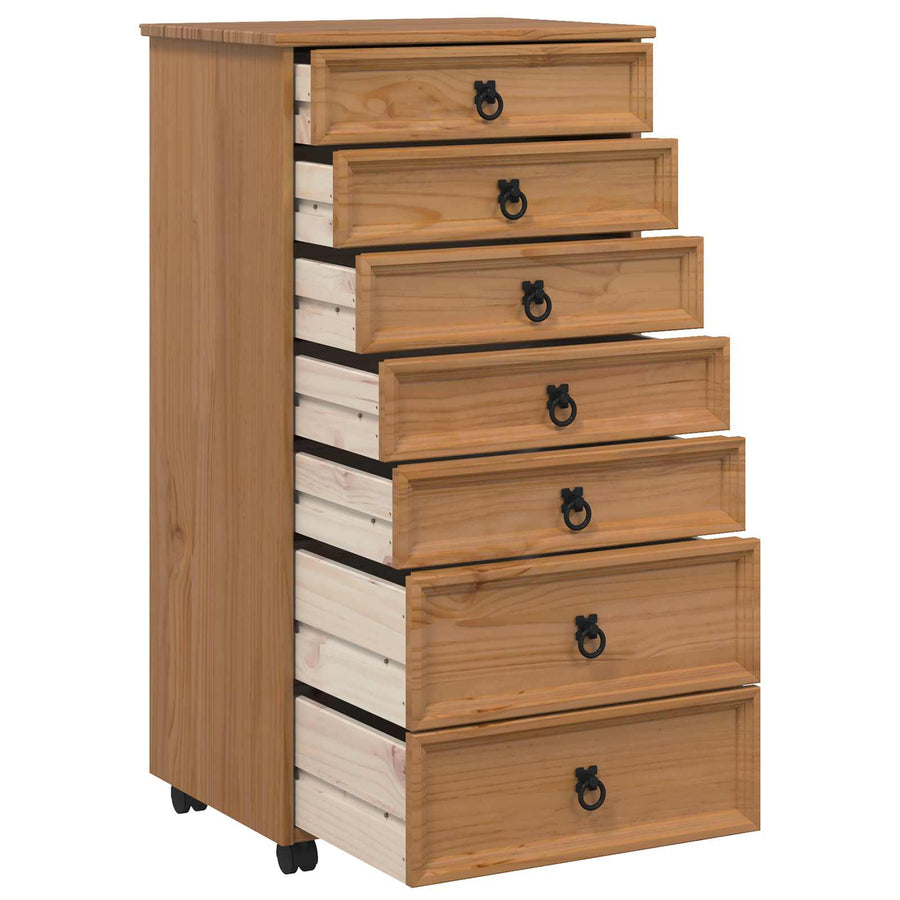 Rolkast met lades CORONA Massief grenenhout en engineered wood