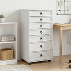 Rolkast met lades 53x39x100 cm massief grenenhout wit