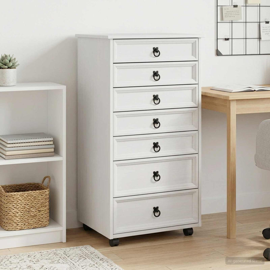 Rolkast met lades CORONA Massief grenenhout en engineered wood
