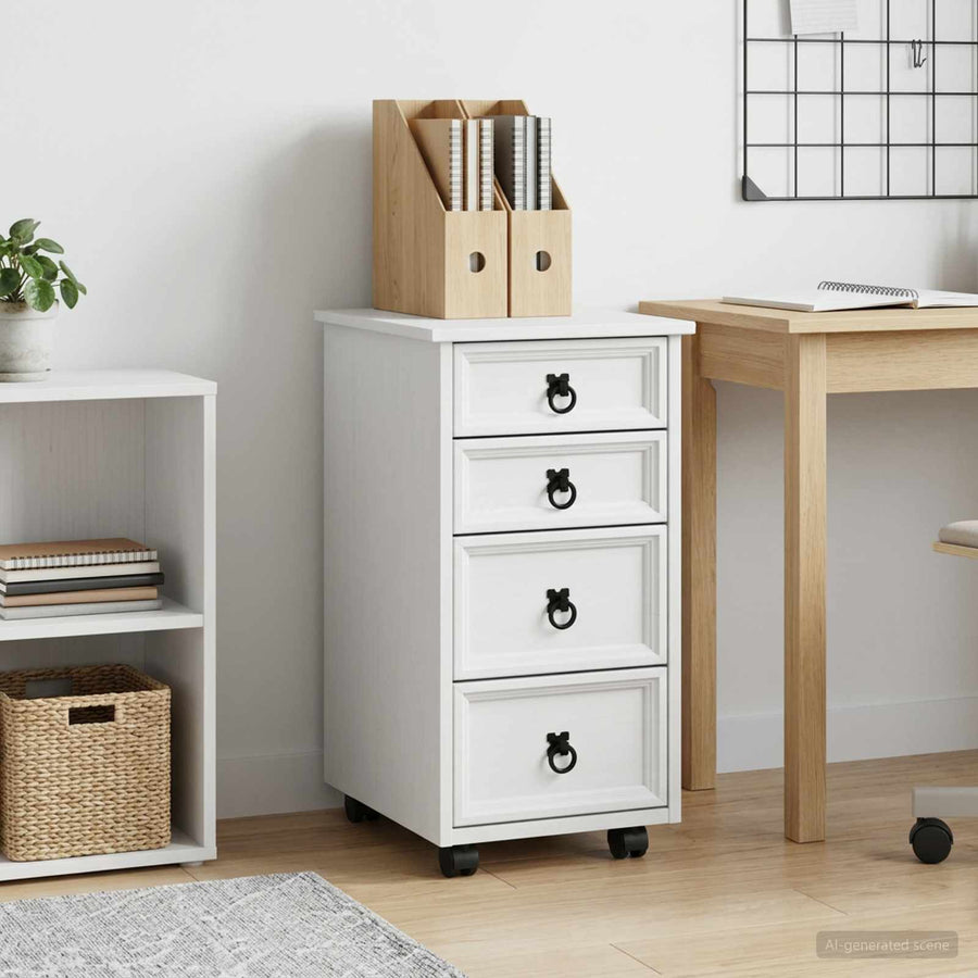 Rolkast met lades CORONA Massief grenenhout en engineered wood
