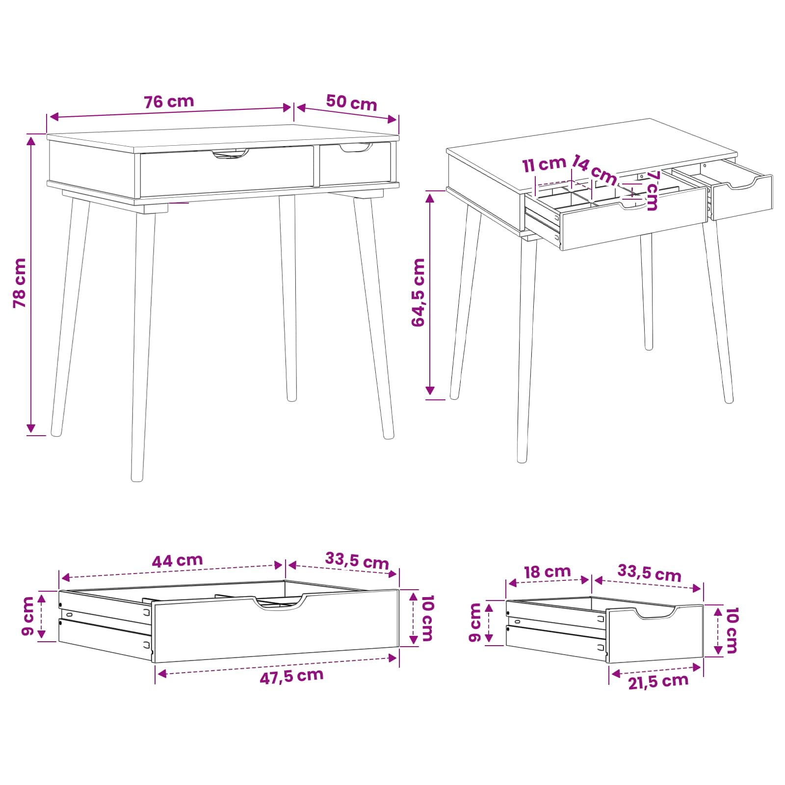 Plafondtafel FAUSKE Wit 76 x 50 x 78 cm