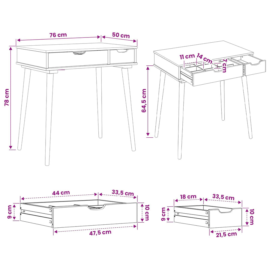 Plafondtafel FAUSKE Wit 76 x 50 x 78 cm