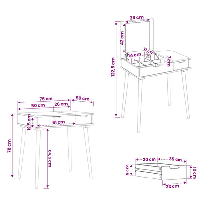 Plafondtafel FAUSKE Wit 76 x 50 x 78 cm