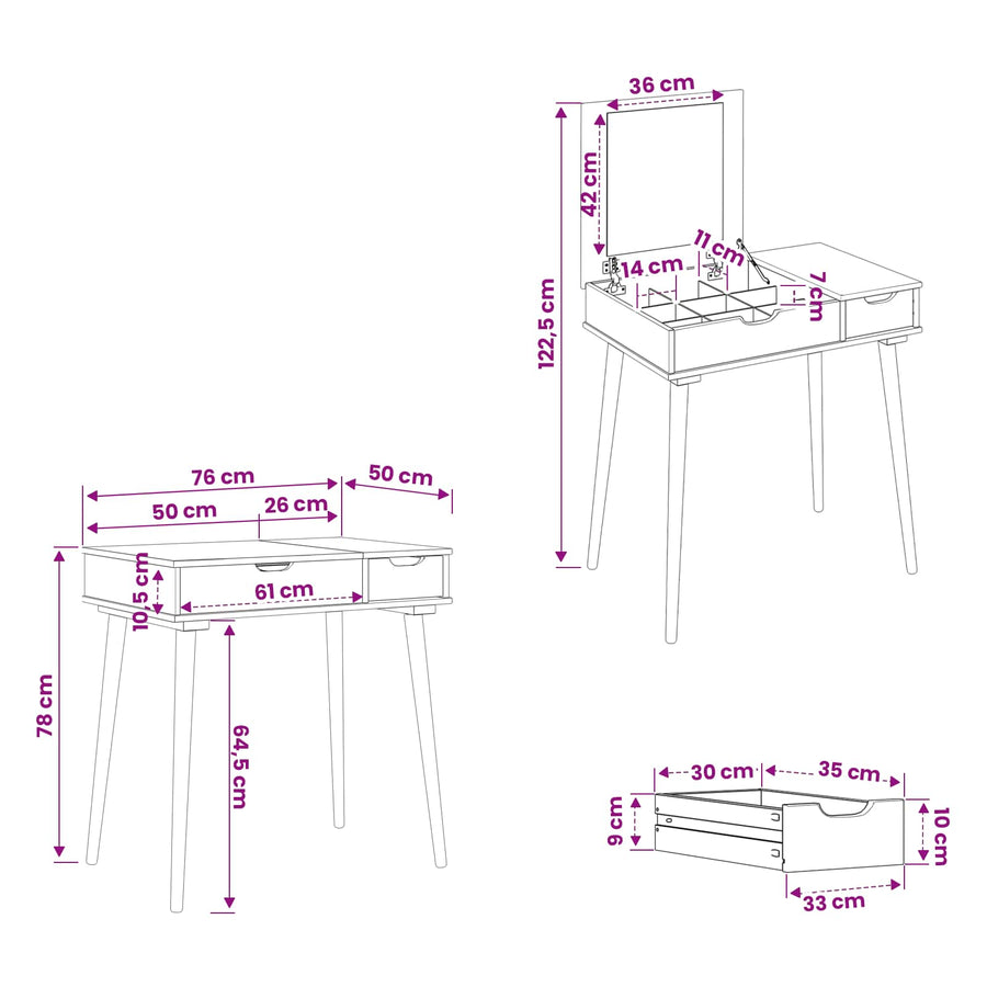 Plafondtafel FAUSKE Wit 76 x 50 x 78 cm