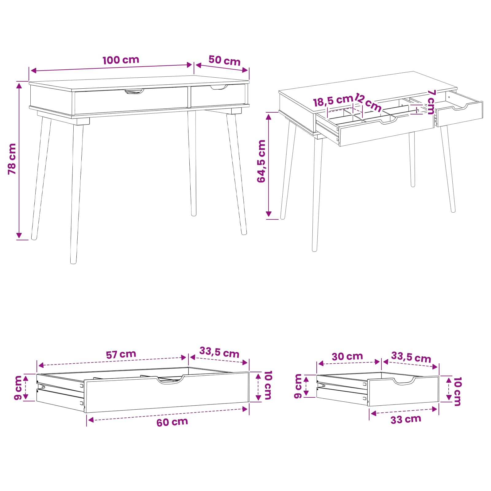 Plafondtafel FAUSKE Wit 100 x 50 x 78 cm