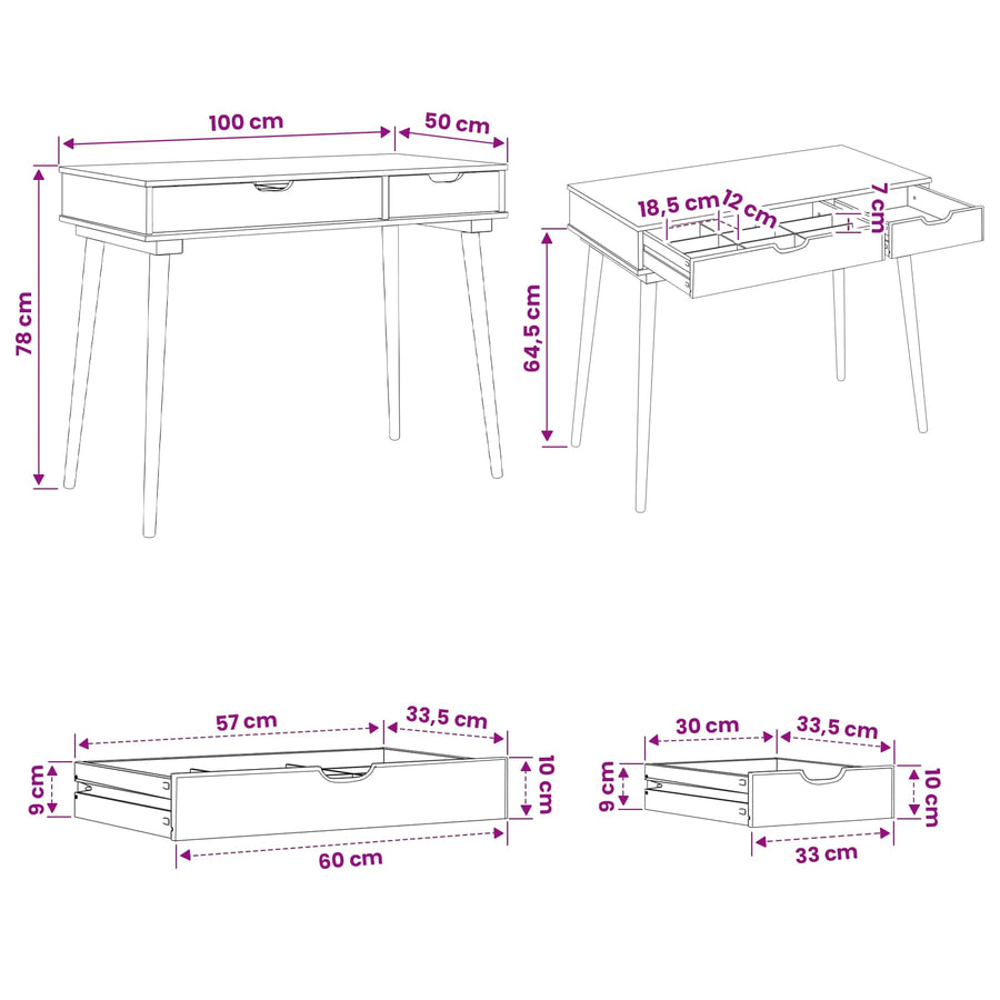 Plafondtafel FAUSKE Wit 100 x 50 x 78 cm