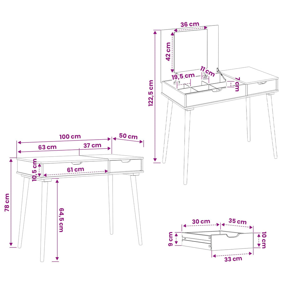 Plafondtafel FAUSKE Wit 100 x 50 x 78 cm