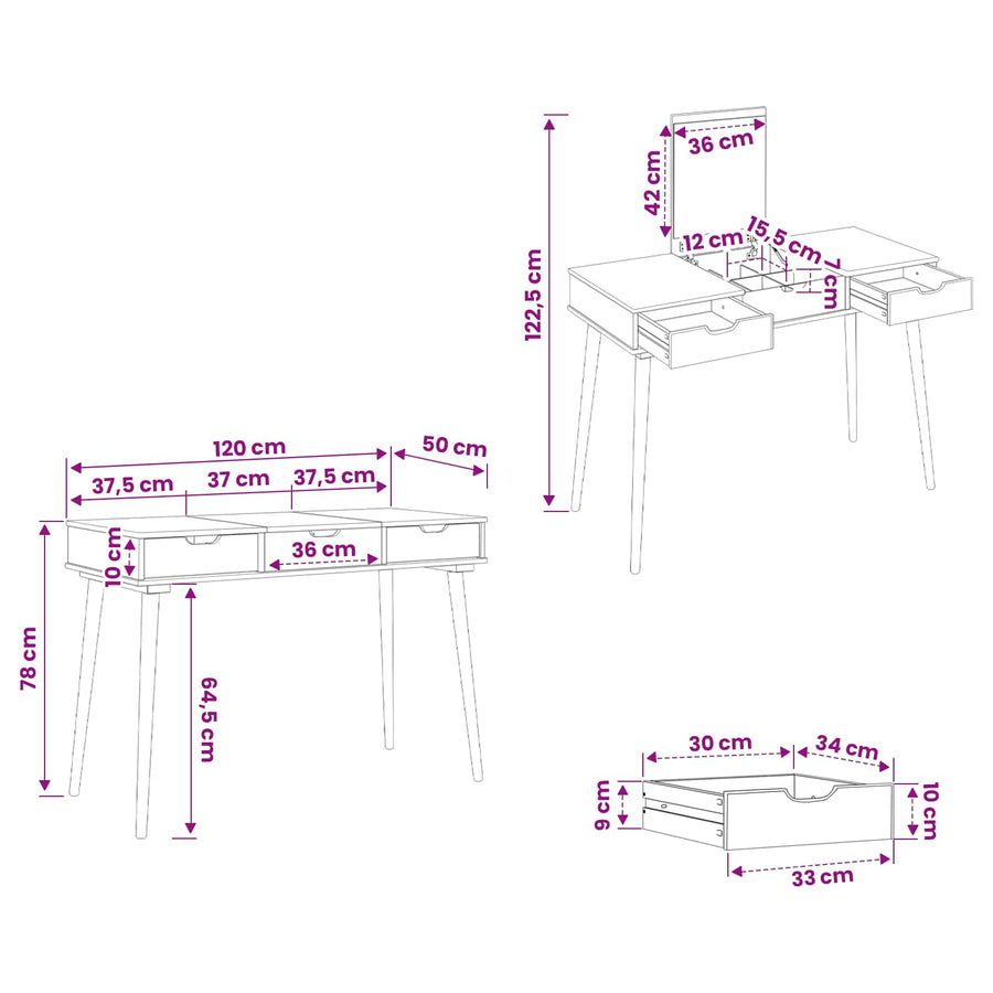 Plafondtafel FAUSKE Wit 112 x 50 x 78 cm