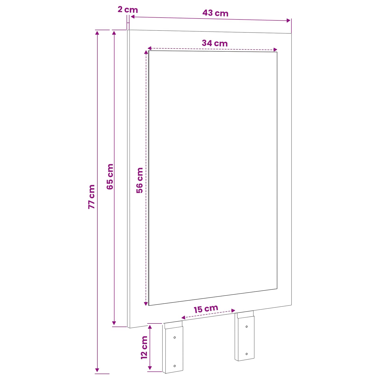 Spiegel FAUSKE Wit 43 x 3,5 x 77 cm Rechthoekig