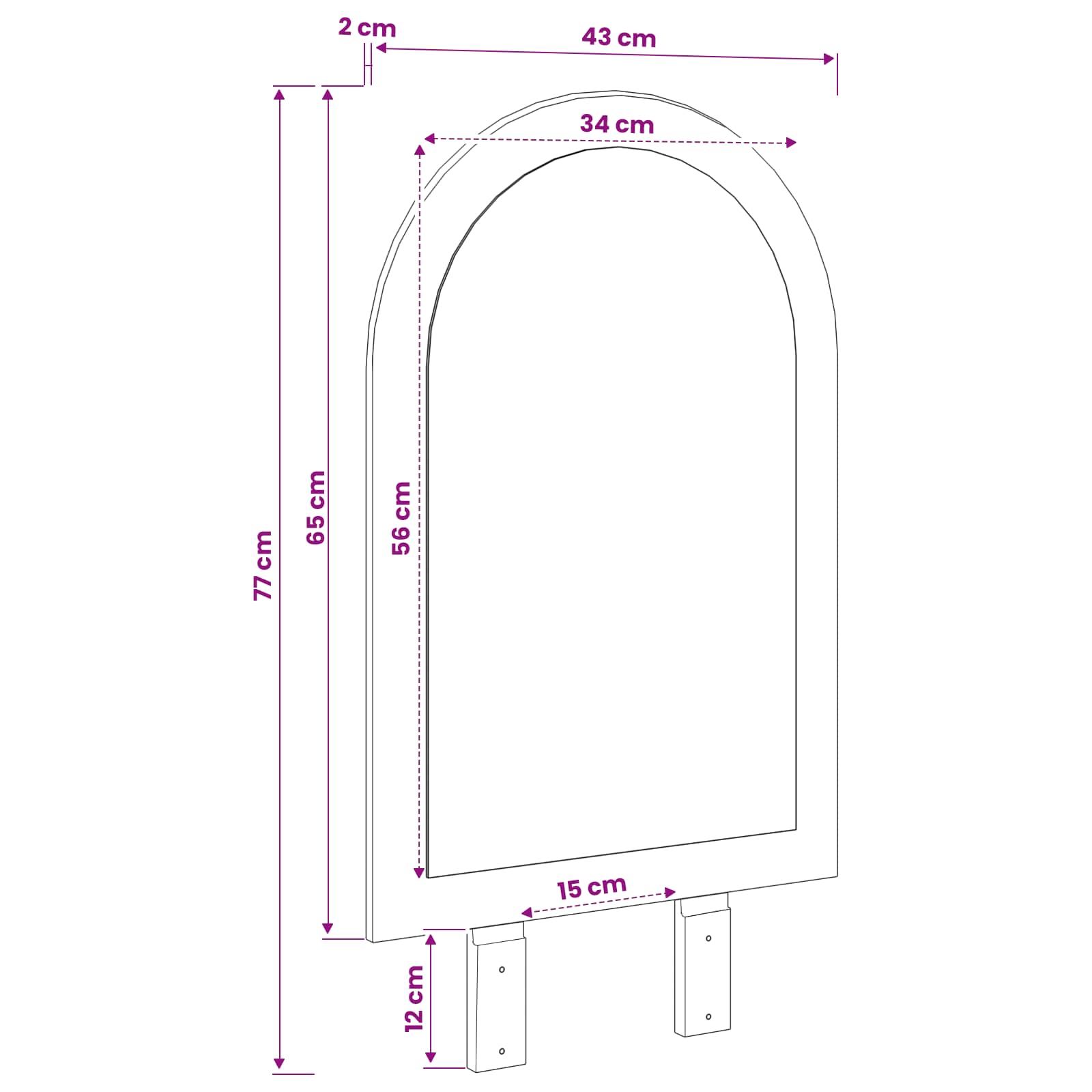 Spiegel FAUSKE Wit 43 x 3,5 x 77 cm