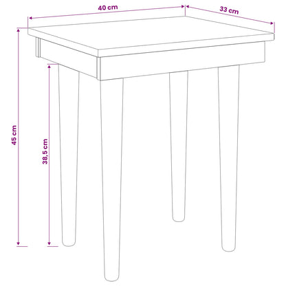 Henktafel Kruk FAUSKE Wit 40 x 33 x 45 cm Massief grenenhout