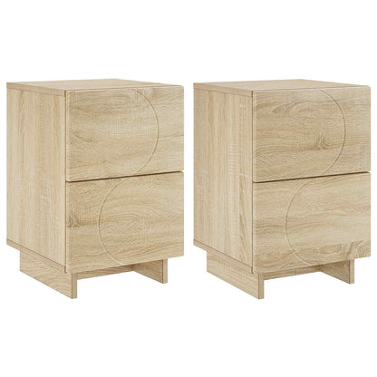 Nachtkastje 2 st Sonoma Eiken 33,5 x 34,5 x 50 cm Bewerkt hout