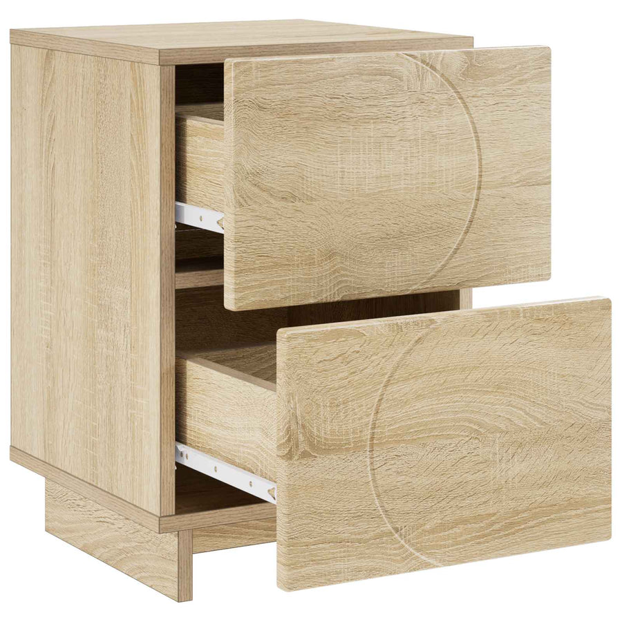 Nachtkastje 2 st Sonoma Eiken 33,5 x 34,5 x 50 cm Bewerkt hout