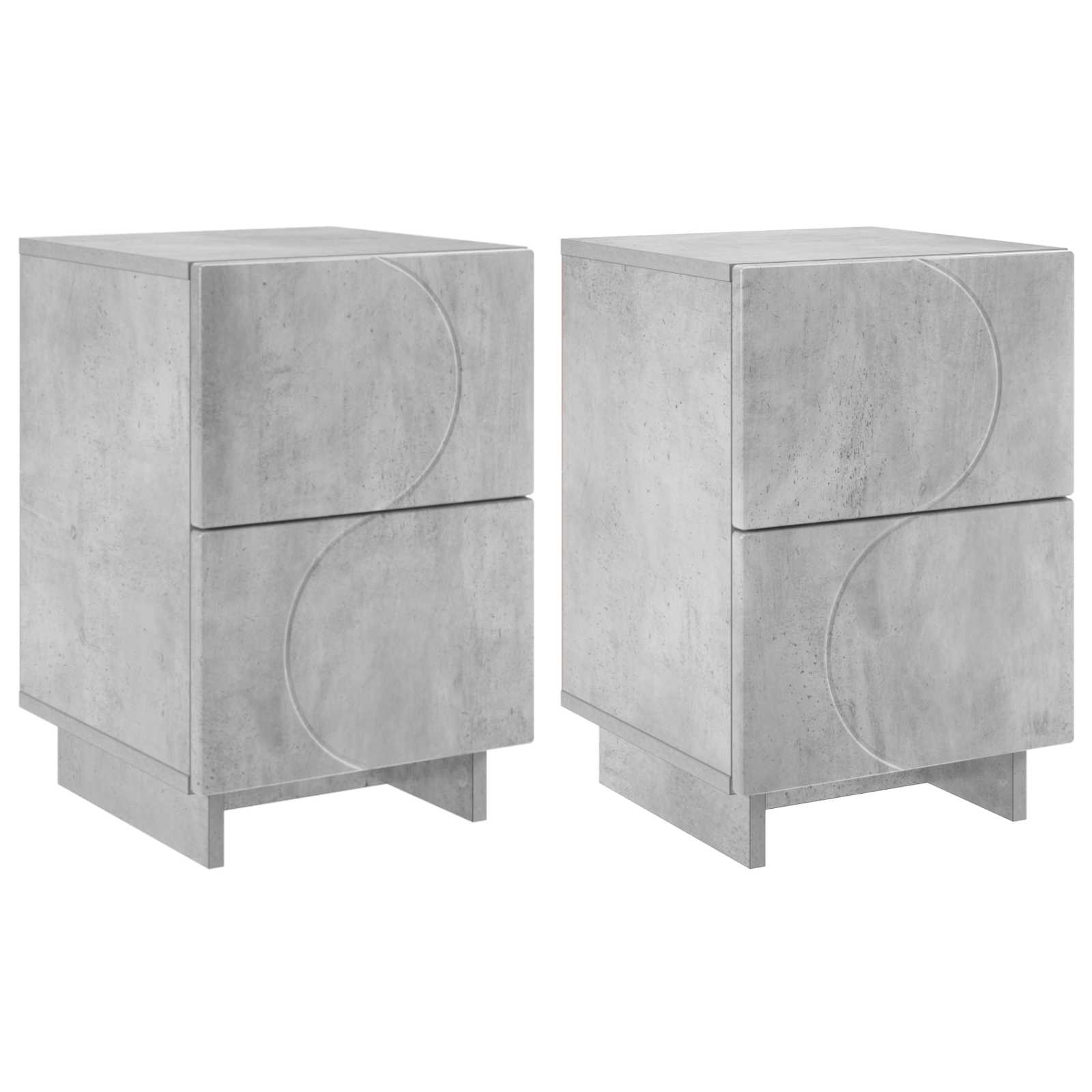 Nachtkastje 2 st Betongrijs 33,5 x 34,5 x 50 cm Bewerkt hout