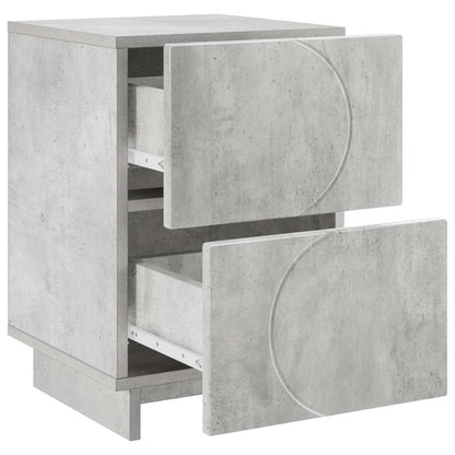 Nachtkastje 2 st Betongrijs 33,5 x 34,5 x 50 cm Bewerkt hout