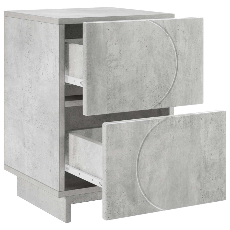 Nachtkastje 2 st Betongrijs 33,5 x 34,5 x 50 cm Bewerkt hout