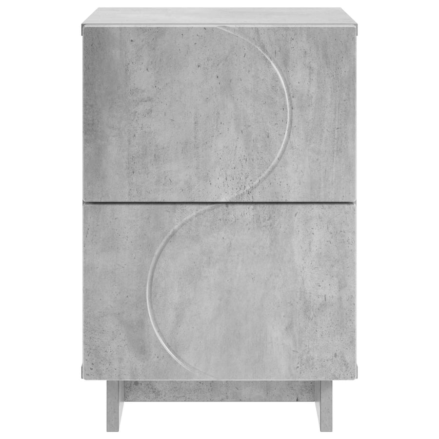 Nachtkastje 2 st Betongrijs 33,5 x 34,5 x 50 cm Bewerkt hout
