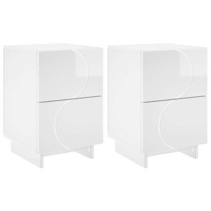 Nachtkastje 2 st Hoogglans Wit 33,5 x 34,5 x 50 cm Bewerkt hout
