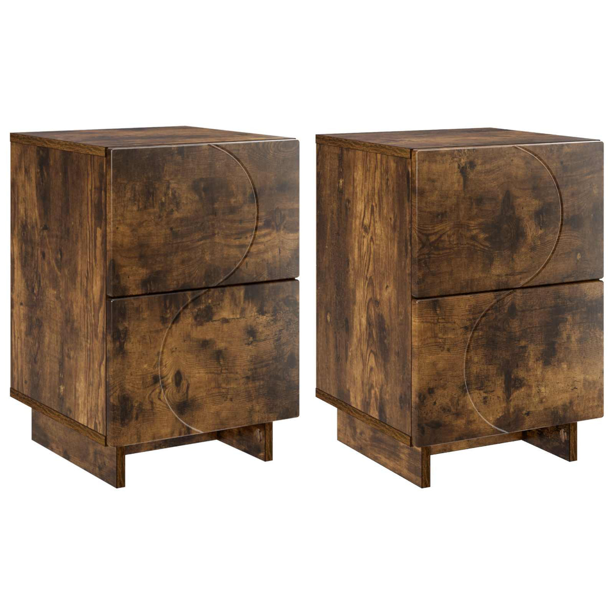 Nachtkastje 2 st Gerookt eiken 33,5 x 34,5 x 50 cm Bewerkt hout
