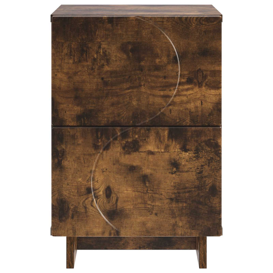 Nachtkastje 2 st Gerookt eiken 33,5 x 34,5 x 50 cm Bewerkt hout