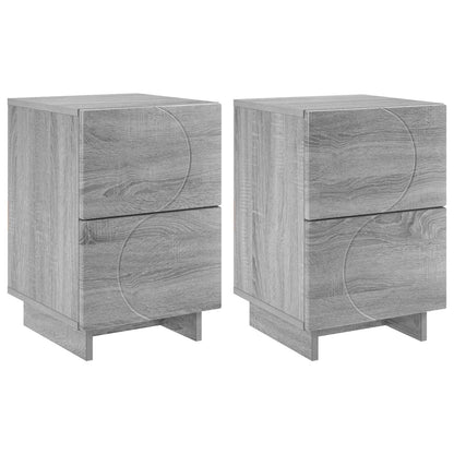 Nachtkastje 2 st Grijs Sonoma 33,5 x 34,5 x 50 cm Bewerkt hout