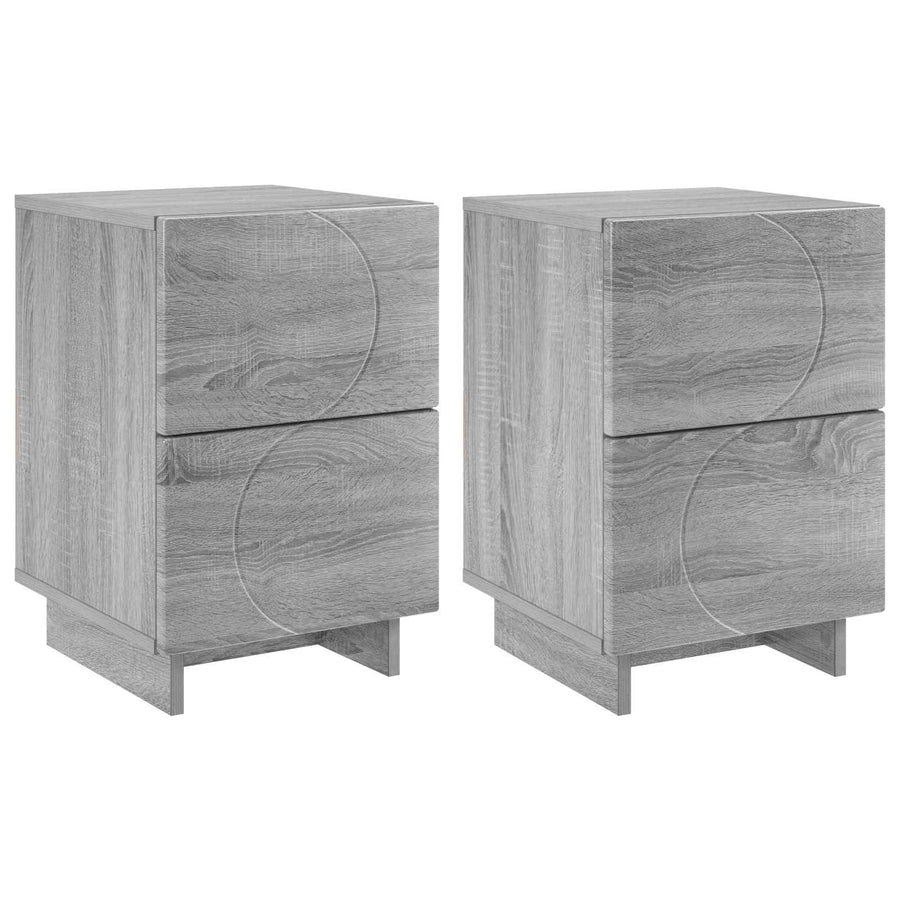 Nachtkastje 2 st Grijs Sonoma 33,5 x 34,5 x 50 cm Bewerkt hout